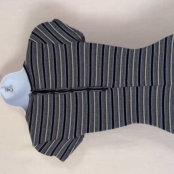 May Pink Y2K Blue Black Striped Fit and Flare Shirt Dress Size Small - Picture 3 of 5